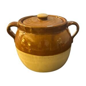 Vintage Brown and Tan Ceramic Pot